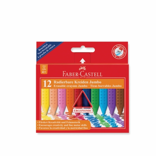 Faber Castell Grip Silinebilir Jumbo Mum Boya 12 Renk