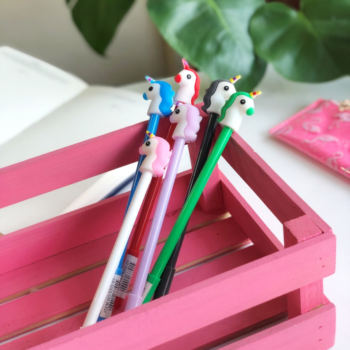 Rengarenk Unicorn Tükenmez Jel Kalem