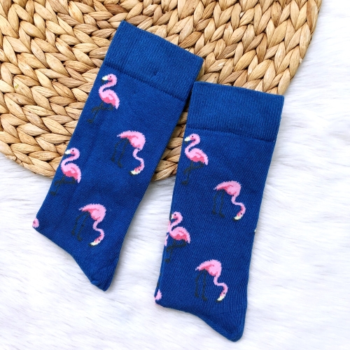 Flamingo Desenli Çorap - Mavi