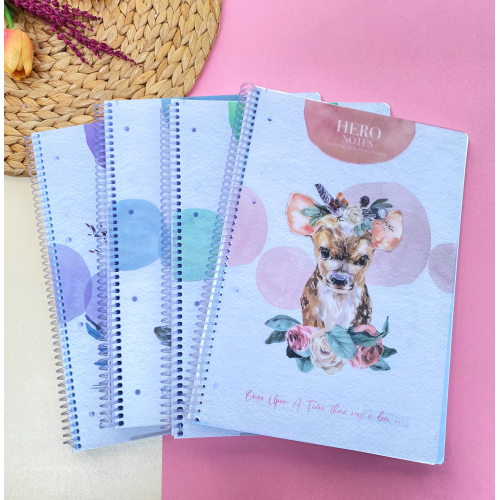 Hero Karton Kapak Spiralli Çizgili 100 Yaprak Defter A4