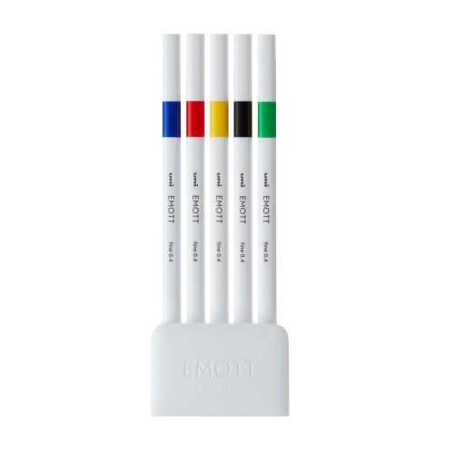 Uni Emott 0.4 Akrilik Uçlu Fineliner 5 Renk - Canlı Renkler