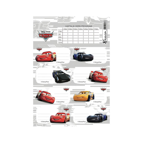 Cars Ders Programlı 3x8 24lü Okul Etiketi Seti