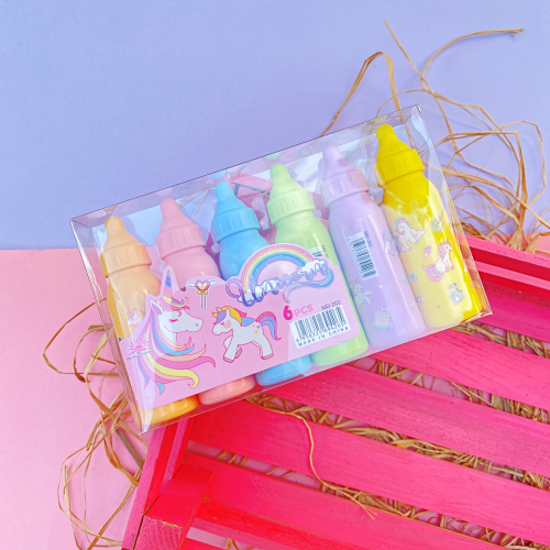 Unicorn Biberon 6 Renk Fosforlu Kalem Seti