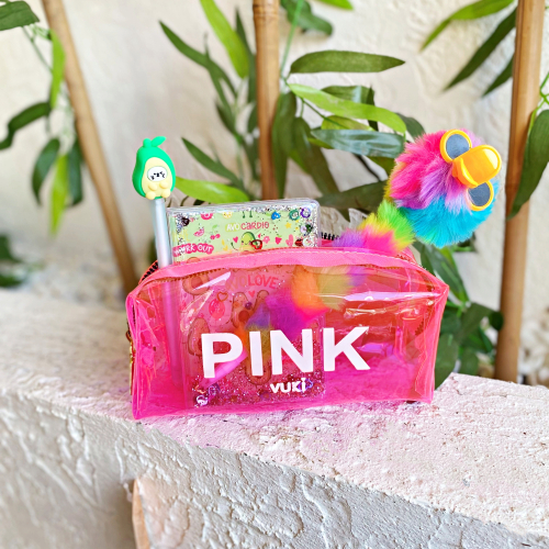 Pink Şeffaf Kalem Çantası Vuki