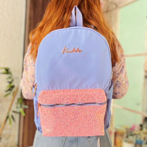 Kaukko Bright Taşlı Floral Mavi Sırt Çantası