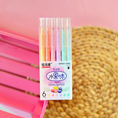 Meyveli Fosforlu İşaretleme Kalemi 6 Renk