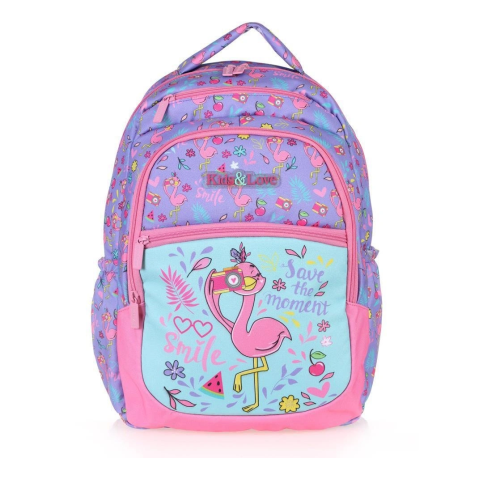 Kaukko Kids Love Sırt Çantası - Lila Flamingo