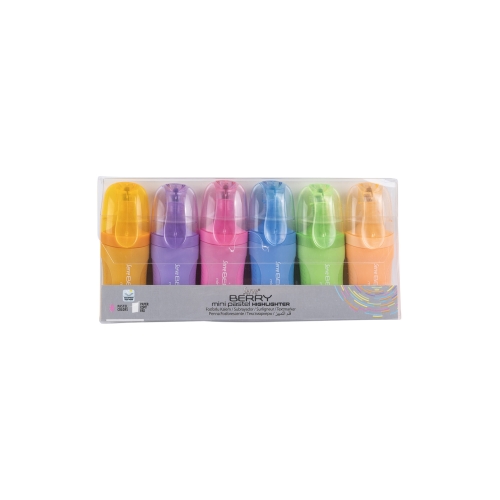 Serve Berry Mini Fosforlu İşaretleme Kalemi - 6Lı Pastel Renkler