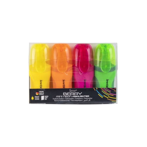 Serve Berry Mini Fosforlu İşaretleme Kalemi - 4Lü Neon Renkler