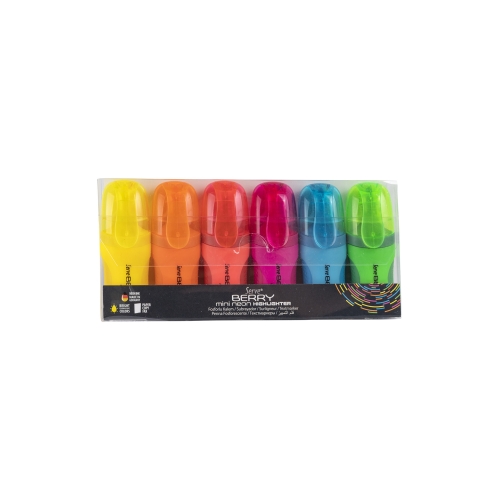 Serve Berry Mini Fosforlu İşaretleme Kalemi - 6Lı Neon Renkler