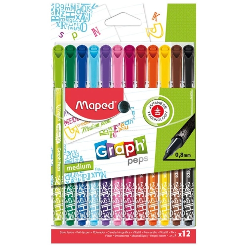 Maped Graph Peps 0,8mm Fineliner 12 Renk