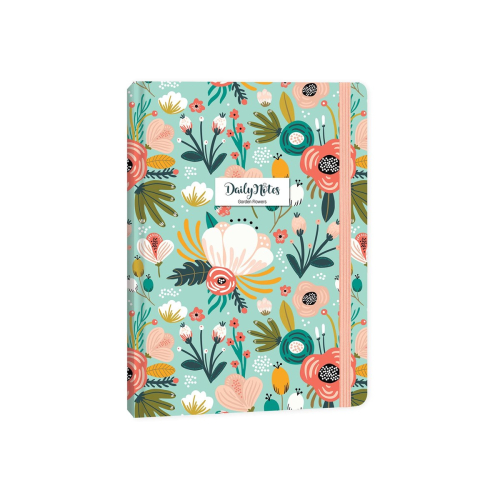 Daily Notes A5 Ciltli Defter - Garden Flowers Yeşil