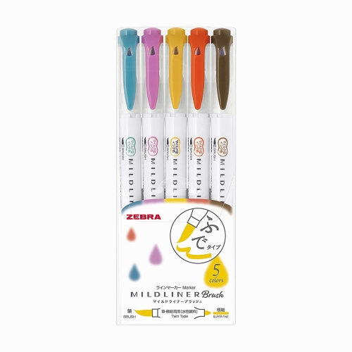 Zebra Mildliner Brush Çift Taraflı Fırça Uçlu Kalem Seti Sıcak Renkler