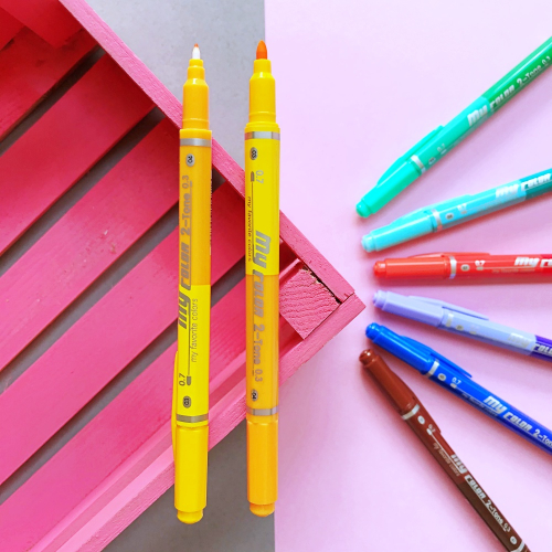 Dong-A My Color 2 2Tone Çift Uçlu Kalem - Sarı ve Turuncu
