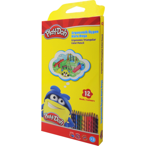 Play Doh Oluklu Ergonomik Üçgen Kuru Boya 12li