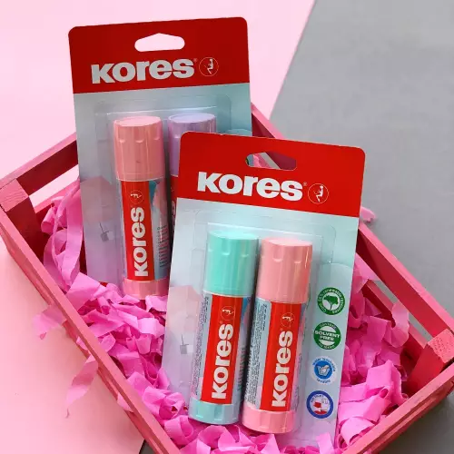 Kores Glue Stick Yapıştırıcı 2 x 40g Pastel Colors