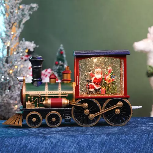 Noel Babanın Treni Işıklı Müzikli Dekoratif Kar Küresi