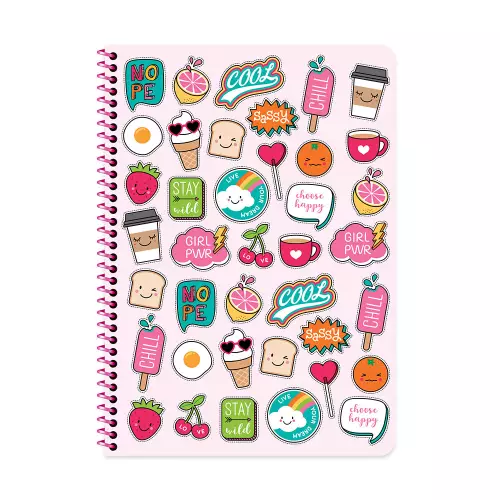 Sweet Fun A4 80 Yaprak PP Kapak Spiralli Defter Kareli