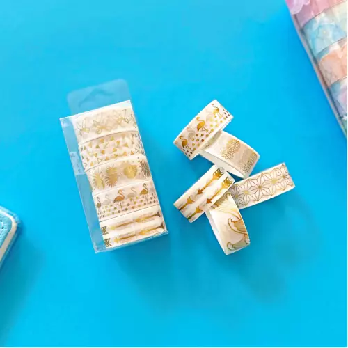 Gold Kağıt Washi Tape Bant Kutulu