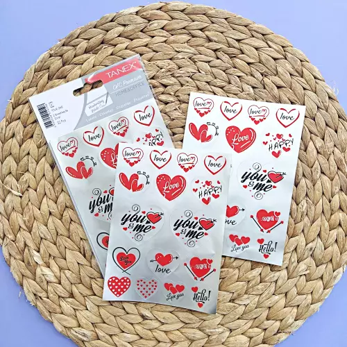 Tanex Stickers 2li - Kalp Serisi 3- Gümüş 32 pcs