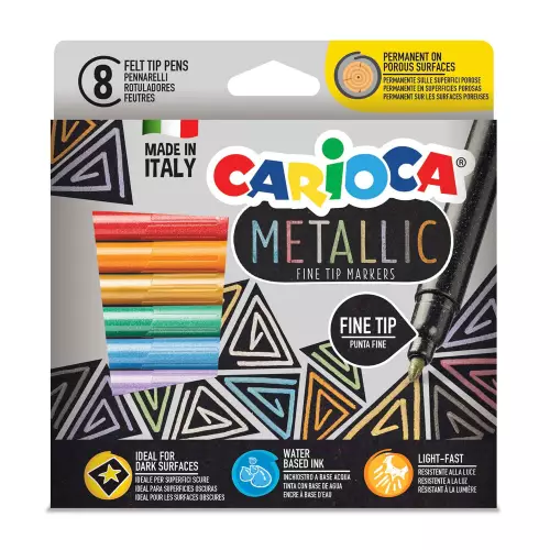 Carioca 8 Renk Metalik Keçeli Kalem Seti Fine Tip