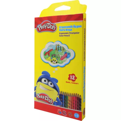 Play Doh Oluklu Ergonomik Üçgen Kuru Boya 12li