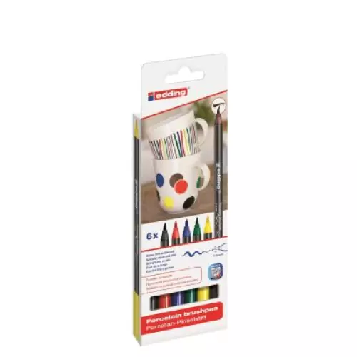 Edding Porselen Kalemi 6'lı Set - Ana Renkler